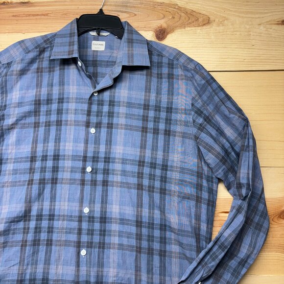 Culturata Other - Culturata Dress Shirt XL 17.5 Blue Italian Blue Multi Long Sleeve Tailored Fit